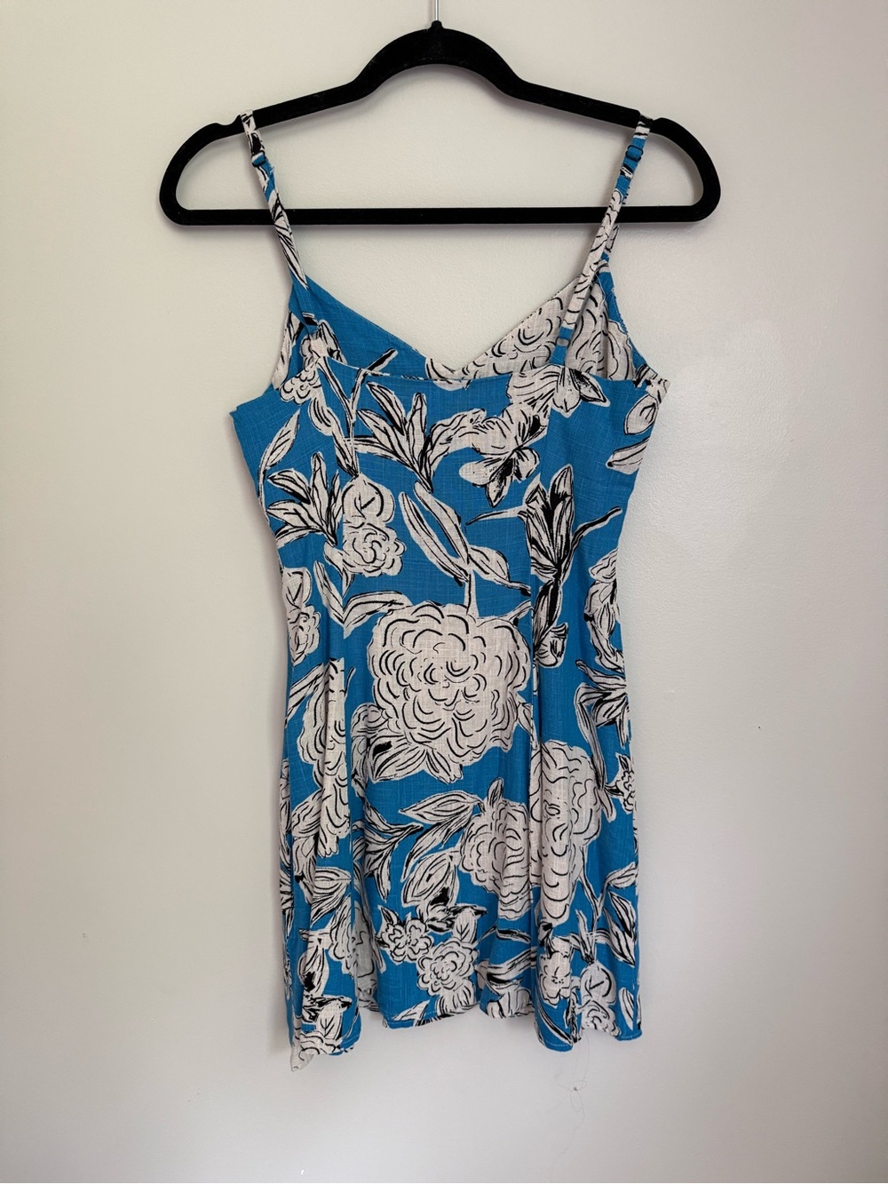 Zara Blue Floral Linen Blend Mini Dress Size S